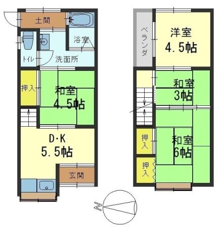 御陵駅/テラスハウス/木造2階建/4DK/利回り12％