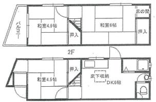 大和田駅/戸建/木造2階建/3DK/オーナーチェンジ/利回り14％ 間取り